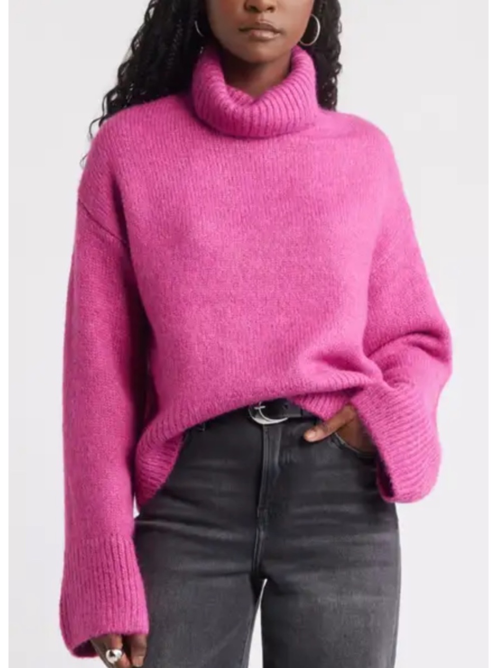 Treasure & Bond Fuzzy Turtleneck Sweater, size M